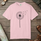 Blossom color unisex graphic t-shirt with "Dandelion Wish" design
