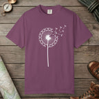 Berry color unisex graphic t-shirt with "Dandelion Wish" design