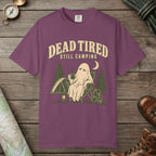 Berry color unisex graphic t-shirt with "Dead Tired" design