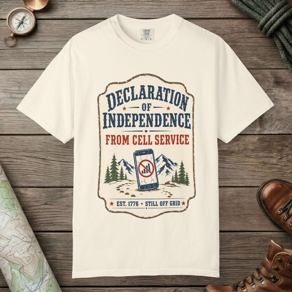 Ivory color unisex graphic t-shirt with "Declaration Of Independence" design