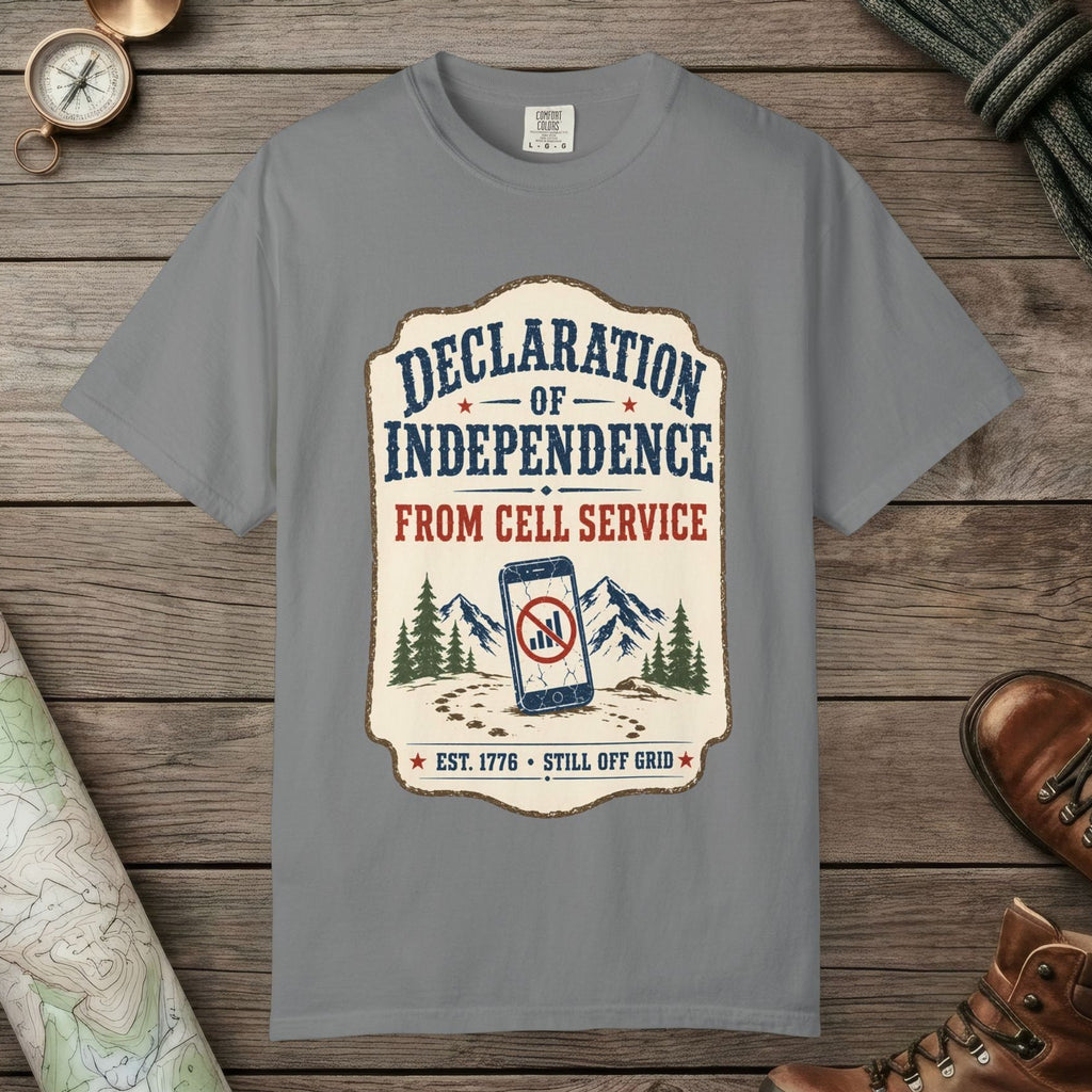 Grey color unisex graphic t-shirt with "Declaration Of Independence" design