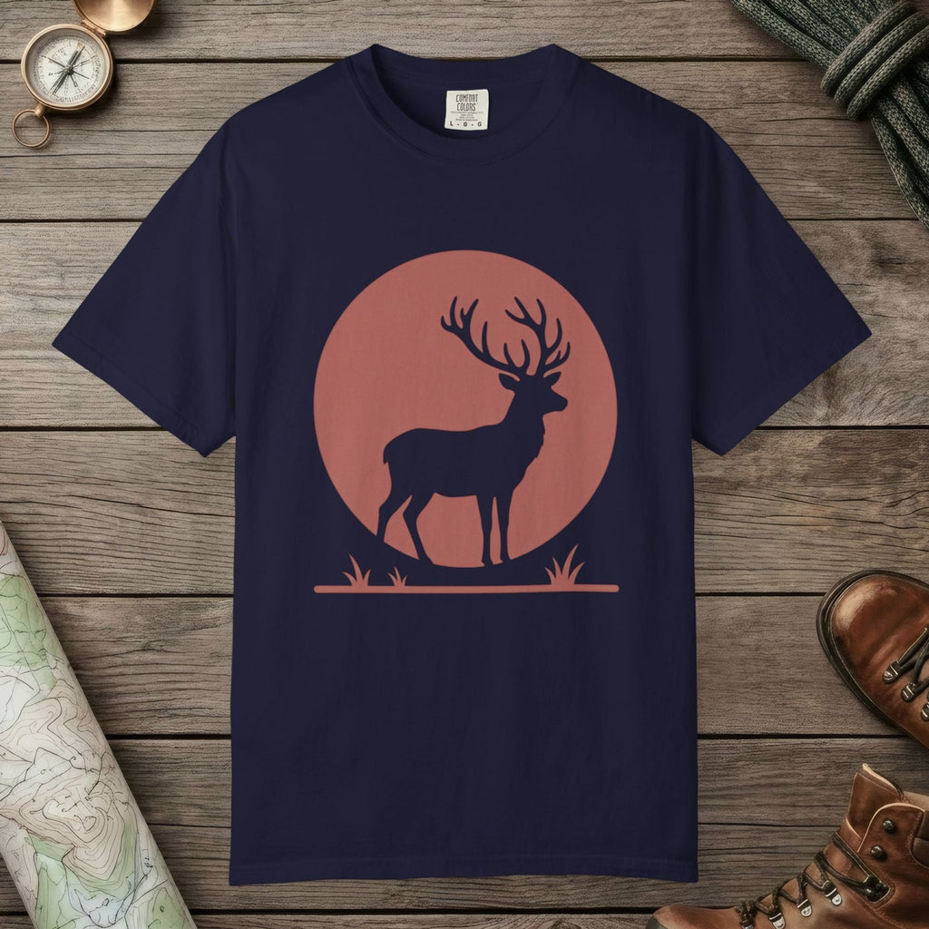True Navy color unisex graphic t-shirt with "Deer Silhouette" design