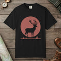 Black color unisex graphic t-shirt with "Deer Silhouette" design