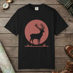 Black color unisex graphic t-shirt with "Deer Silhouette" design