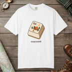 White color unisex graphic t-shirt with "Escape Outside" design