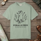 Bay color unisex graphic t-shirt with "Feral & Free" design