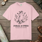 Blossom color unisex graphic t-shirt with "Feral & Free" design