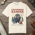 Ivory color unisex graphic t-shirt with "Fireworks Ranger" design
