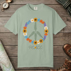 Bay color unisex graphic t-shirt with "Floral Peace" design