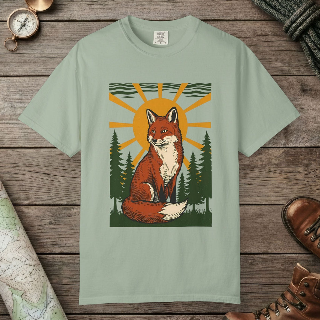 Bay color unisex graphic t-shirt with "Fox Spirit" design
