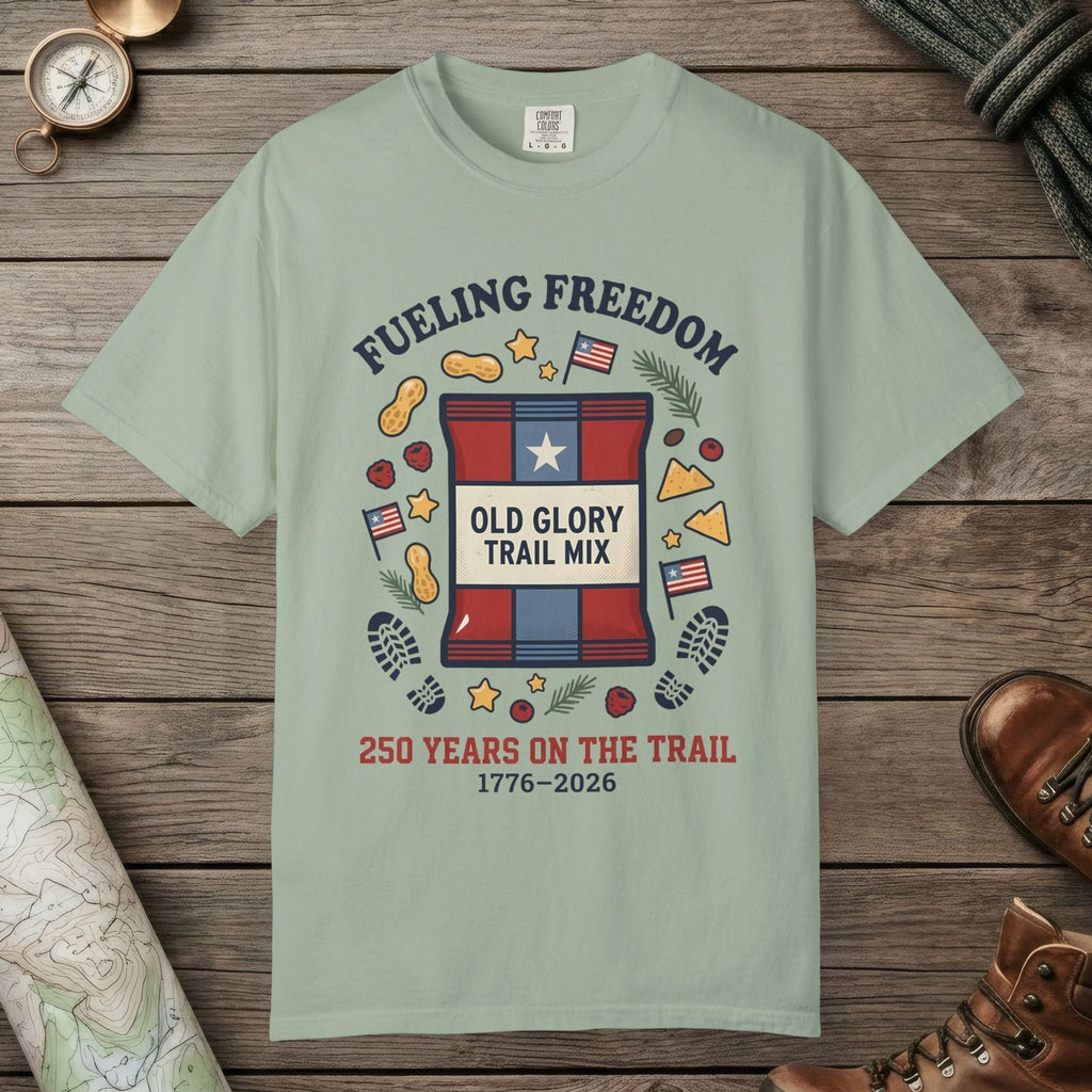 Bay color unisex graphic t-shirt with "Fueling Freedom" design