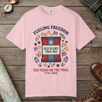 Blossom color unisex graphic t-shirt with "Fueling Freedom" design