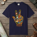 True Navy color unisex graphic t-shirt with "Funky Peace" design
