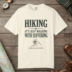Ivory color unisex graphic t-shirt with "Funny Hiking" design