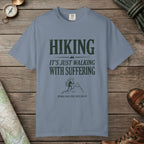 Blue Jean color unisex graphic t-shirt with "Funny Hiking" design