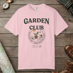 Blossom color unisex graphic t-shirt with "Garden Club Vintage" design