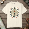 Ivory color unisex graphic t-shirt with "Get Lost Outside" design
