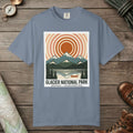 Blue Jean color unisex graphic t-shirt with "Glacier National Park" design
