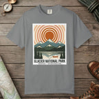 Grey color unisex graphic t-shirt with "Glacier National Park" design