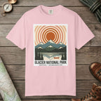 Blossom color unisex graphic t-shirt with "Glacier National Park" design
