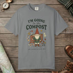 Grey color unisex graphic t-shirt with "Going To The Compost" design