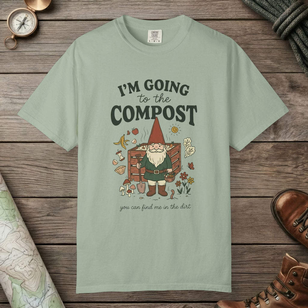 Bay color unisex graphic t-shirt with "Going To The Compost" design