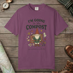 Berry color unisex graphic t-shirt with "Going To The Compost" design