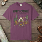 Berry color unisex graphic t-shirt with "Happy Camper" design