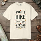 Ivory color unisex graphic t-shirt with "Hiker's Manifesto" design