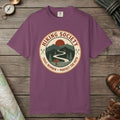 Berry color unisex graphic t-shirt with "Hiking Society" design