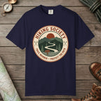 True Navy color unisex graphic t-shirt with "Hiking Society" design