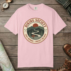 Blossom color unisex graphic t-shirt with "Hiking Society" design