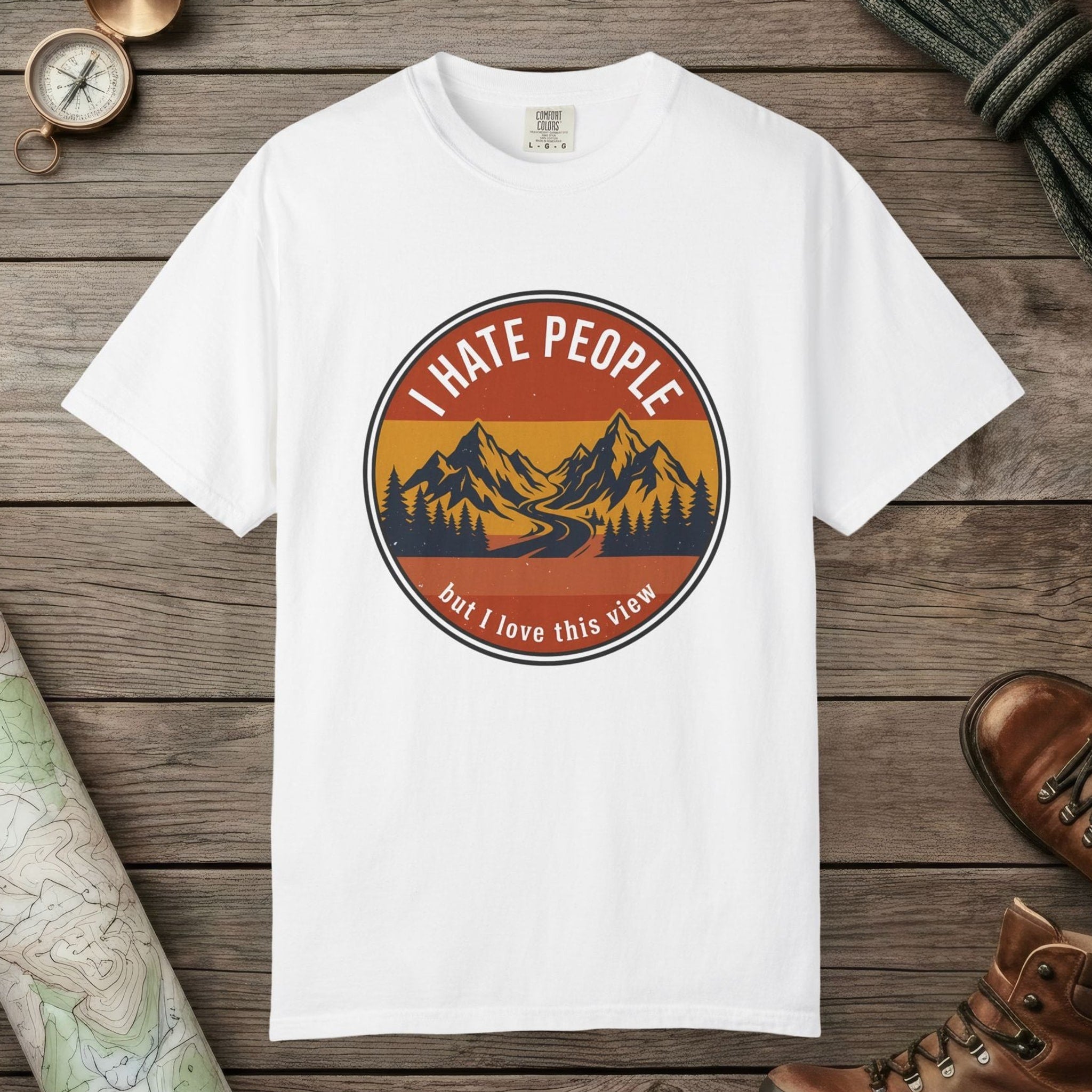 White color unisex graphic t-shirt with "I Hate People" design
