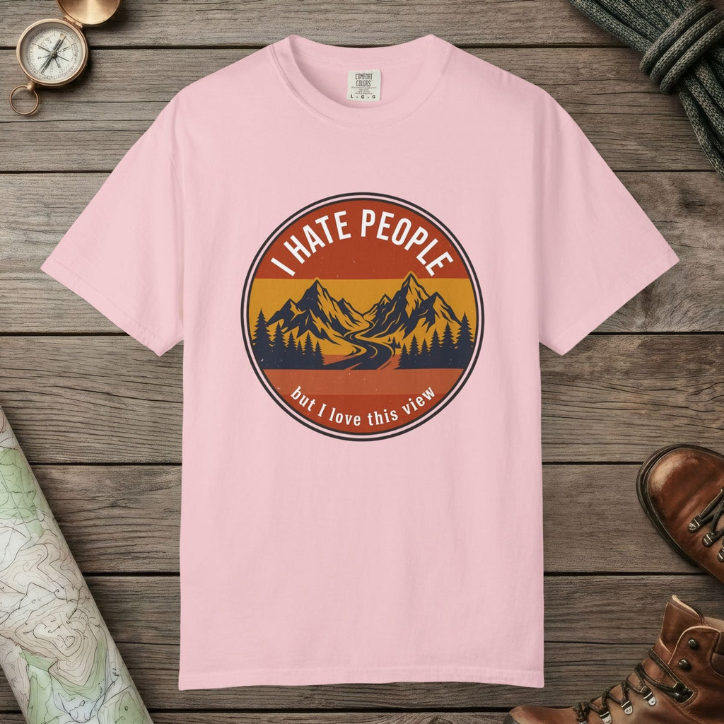 Blossom color unisex graphic t-shirt with "I Hate People" design