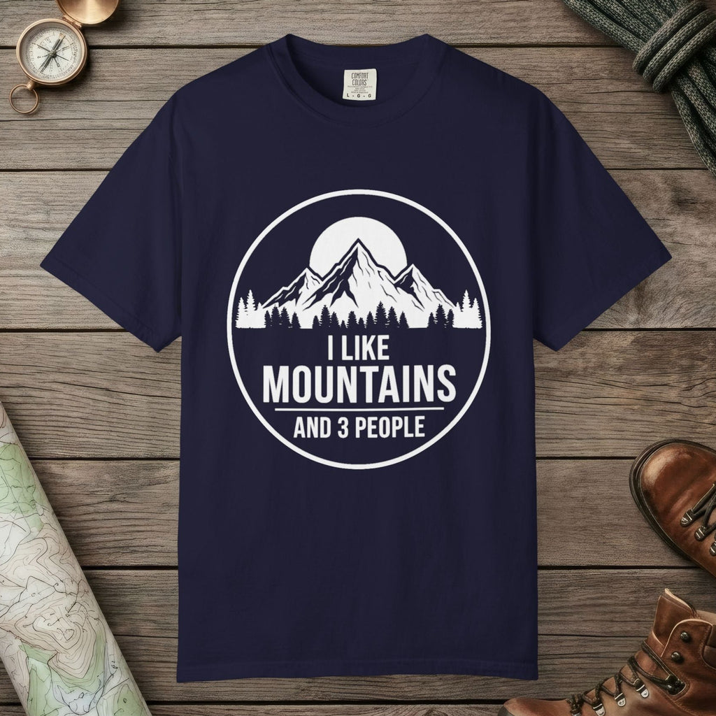 True Navy color unisex graphic t-shirt with "I Like Mountains" design