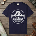 True Navy color unisex graphic t-shirt with "I Like Mountains" design