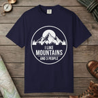 True Navy color unisex graphic t-shirt with "I Like Mountains" design