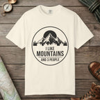 Ivory color unisex graphic t-shirt with "I Like Mountains" design