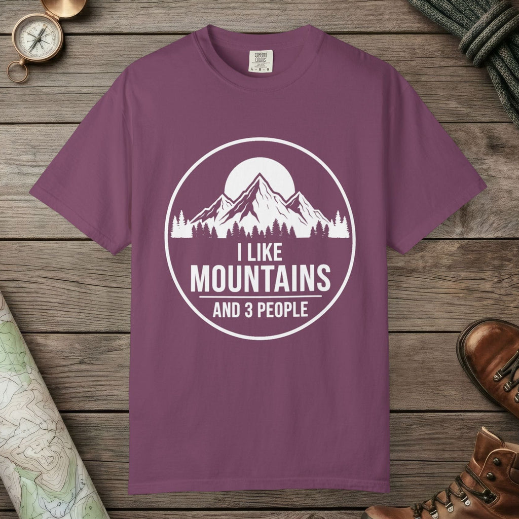 Berry color unisex graphic t-shirt with "I Like Mountains" design