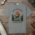 Grey color unisex graphic t-shirt with "Into The Wild Vintage" design