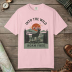 Blossom color unisex graphic t-shirt with "Into The Wild Vintage" design