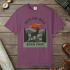 Berry color unisex graphic t-shirt with "Into The Wild Vintage" design