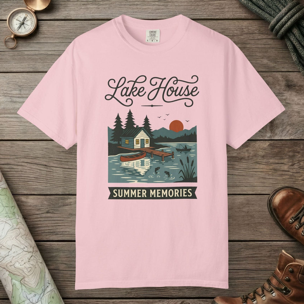 Blossom color unisex graphic t-shirt with "Lake House Vintage" design