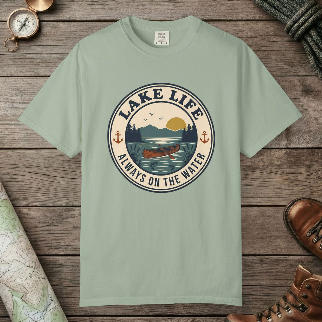 Bay color unisex graphic t-shirt with "Lake Life Vintage" design
