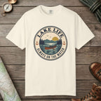 Ivory color unisex graphic t-shirt with "Lake Life Vintage" design