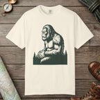 Ivory color unisex graphic t-shirt with "Meditating Bigfoot" design