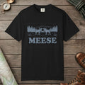 Black color unisex graphic t-shirt with "Meese" design