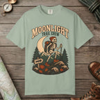 Bay color unisex graphic t-shirt with "Moonlight Trail Crew" design