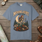 Blue Jean color unisex graphic t-shirt with "Moonlight Trail Crew" design