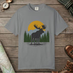 Grey color unisex graphic t-shirt with "Moose Spirit" design